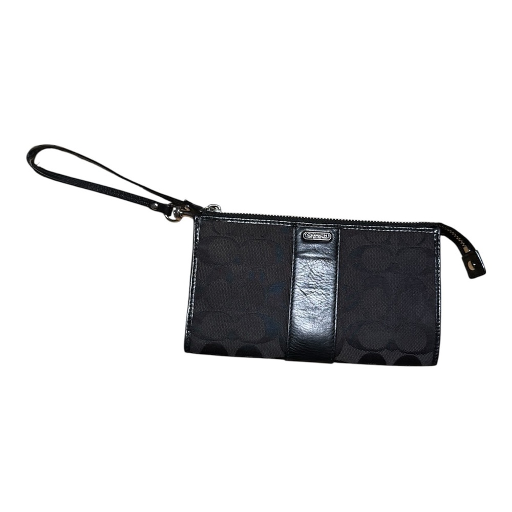 Coach Black Wristlet with Signature Design